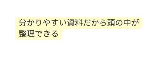 分かりやすい資料だから頭の中が整理できる